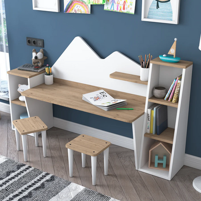 Home Canvas PlayfulTwin Study & Play Desk Set White and Oak