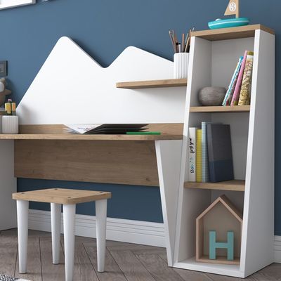 Home Canvas PlayfulTwin Study & Play Desk Set White and Oak