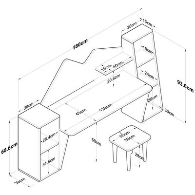 Home Canvas PlayfulTwin Study & Play Desk Set White and Oak