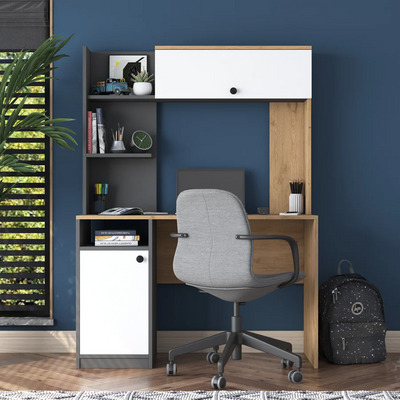 Home Canvas Blend Desk with Hutch Grey and Oak