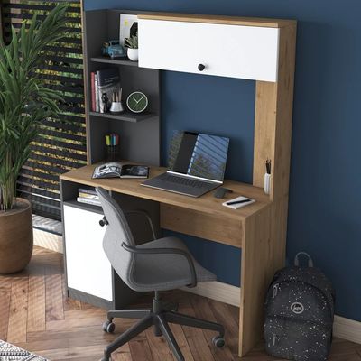 Home Canvas Blend Desk with Hutch Grey and Oak