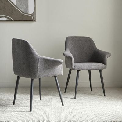 Home Canvas Pari SET of 2 Arm Chairs Dark gray fabric-leg black metal