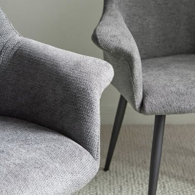 Home Canvas Pari SET of 2 Arm Chairs Dark gray fabric-leg black metal