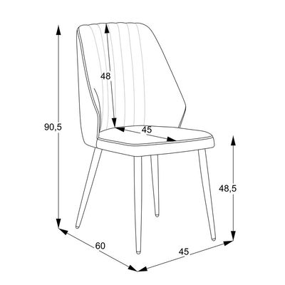 Riva Chair (Set of 2) Velvet Beige Fabric - Leg Black Metal