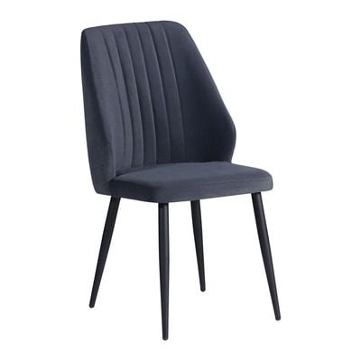 Riva Chair (Set of 2) Velvet Blue Fabric - Leg Black Metal