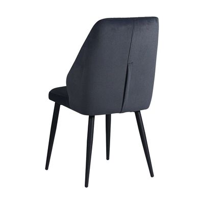 Riva Chair (Set of 2) Velvet Blue Fabric - Leg Black Metal