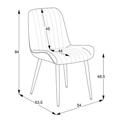Versa Chair (Set of 2) Velvet Beige Fabric - Leg Black Metal