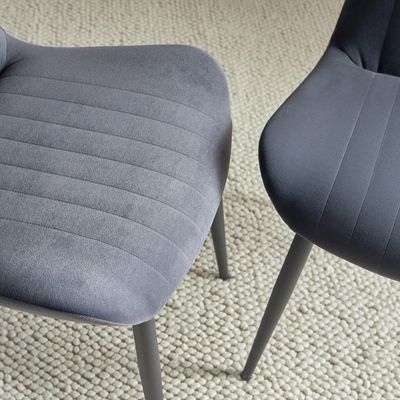 Versa Chair (Set of 2) Velvet Blue Fabric - Leg Black Metal