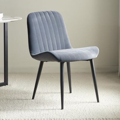 Versa Chair (Set of 2) Velvet Blue Fabric - Leg Black Metal