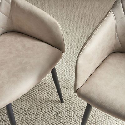 Rarra Arm Chair(Set of 2) taupe fabric-leg black metal