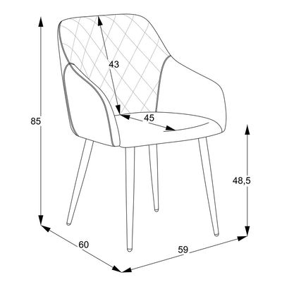 Rarra Arm Chair (Set of 2) dark grey fabric-leg black metal