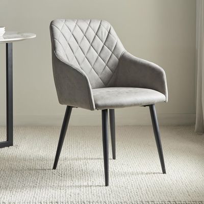 Rarra Arm Chair (Set of 2) dark grey fabric-leg black metal