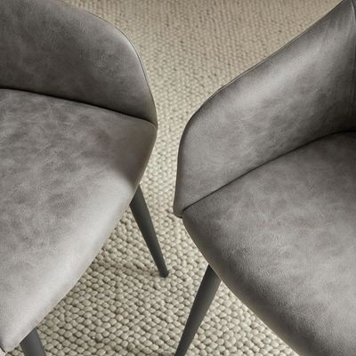 Rarra Arm Chair (Set of 2) dark grey fabric-leg black metal