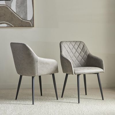 Rarra Arm Chair (Set of 2) dark grey fabric-leg black metal