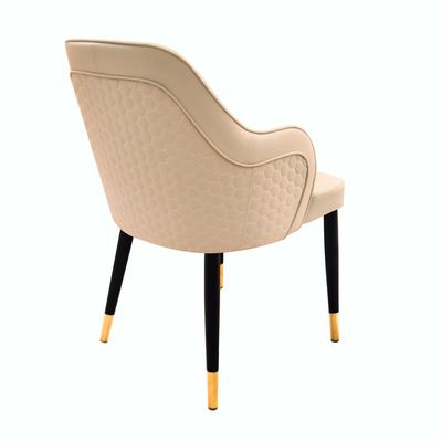 Maple Home Leather Accent Arm Dining Chair Wide Back With Metal Legs Upholstered Comfort Kitchen Living Room Furniture