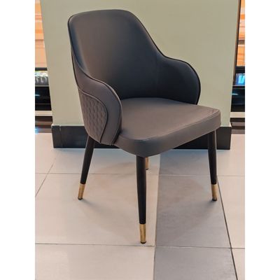 Maple Home Leather Accent Arm Dining Chair Wide Back With Metal Legs Upholstered Comfort Kitchen Living Room Furniture