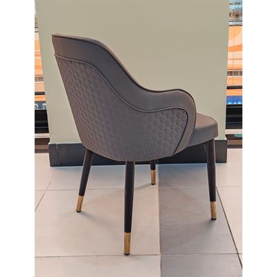Maple Home Leather Accent Arm Dining Chair Wide Back With Metal Legs Upholstered Comfort Kitchen Living Room Furniture