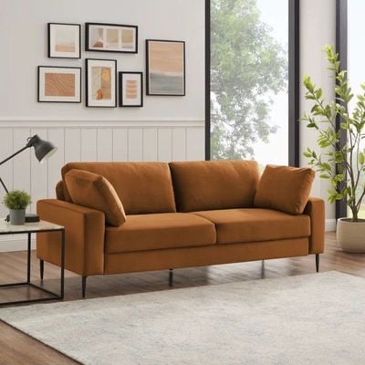 Jeses 3 Seater Fabric Sofa| BROWN