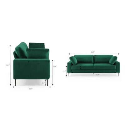 Jeses 3 Seater Fabric Sofa| GREEN