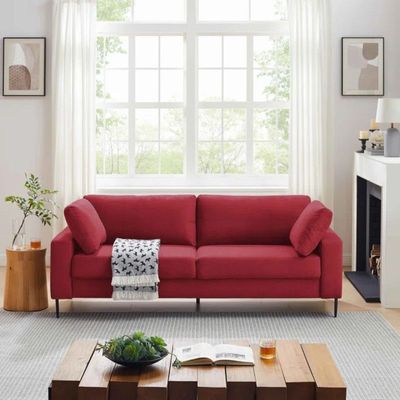 Jeses 3 Seater Fabric Sofa| RED