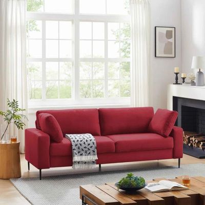 Jeses 3 Seater Fabric Sofa| RED