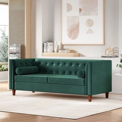 Ezeriah 3 Seater Fabric Sofa| GREEN