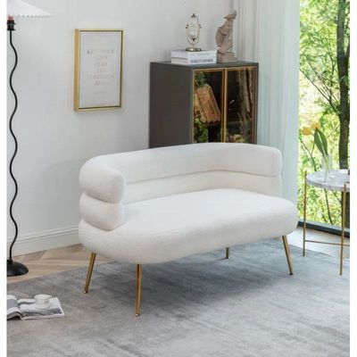 Demetrius 2 Seater Teddy Fabric Sofa| WHITE