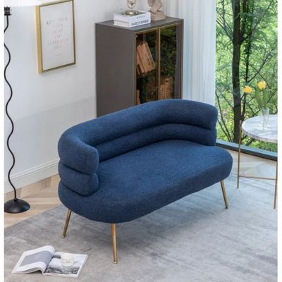 Demetrius 2 Seater Teddy Fabric Sofa| BLUE