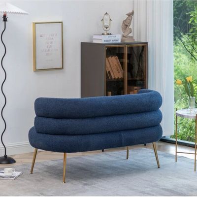 Demetrius 2 Seater Teddy Fabric Sofa| BLUE