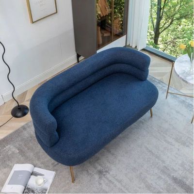 Demetrius 2 Seater Teddy Fabric Sofa| BLUE