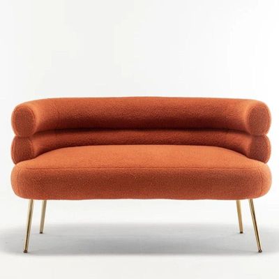 Demetrius 2 Seater Teddy Fabric Sofa| ORANGE