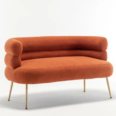 Demetrius 2 Seater Teddy Fabric Sofa| ORANGE