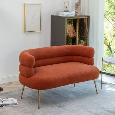 Demetrius 2 Seater Teddy Fabric Sofa| ORANGE