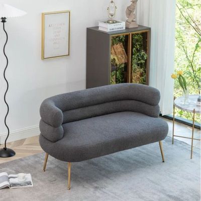 Demetrius 2 Seater Teddy Fabric Sofa| GREY