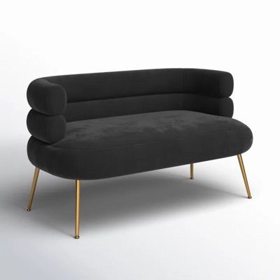 Demetrius 2 Seater Fabric Sofa| BLACK