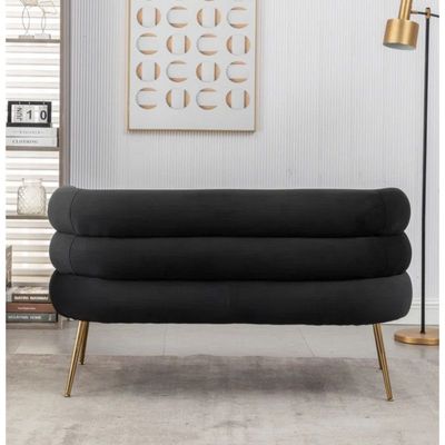 Demetrius 2 Seater Fabric Sofa| BLACK