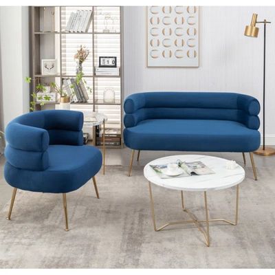 Demetrius 2 Seater Fabric Sofa| BLUE