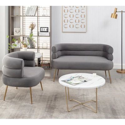 Demetrius 2 Seater Fabric Sofa| GREY