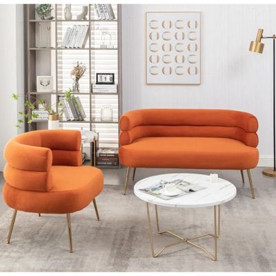 Demetrius 2 Seater Fabric Sofa| ORANGE