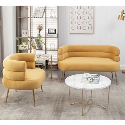 Demetrius 2 Seater Fabric Sofa| YELLOW