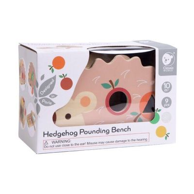 Classic World Pounding Bench with Hedgehog, shape sorting pounding bench, hand-eye coordination toys

pen_spark