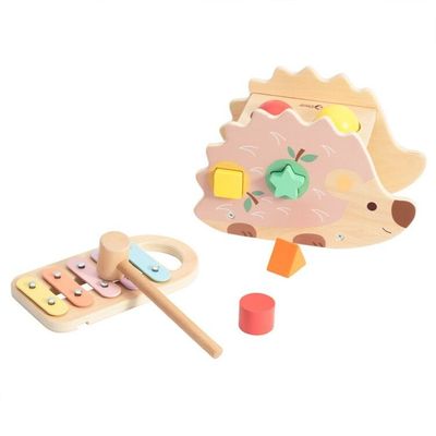 Classic World Pounding Bench with Hedgehog, shape sorting pounding bench, hand-eye coordination toys

pen_spark