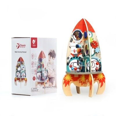 Classic World Multi-Activity Rocket Ship Playset, pretend play and educational toys for toddlers