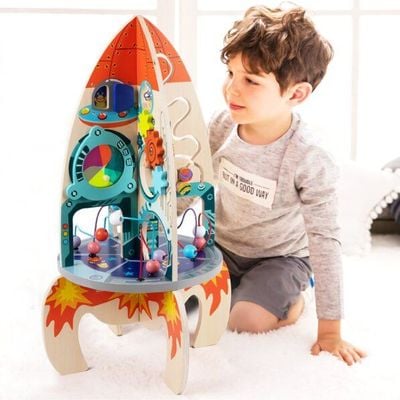 Classic World Multi-Activity Rocket Ship Playset, pretend play and educational toys for toddlers