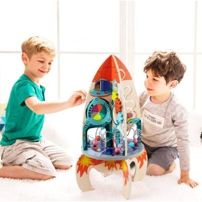 Classic World Multi-Activity Rocket Ship Playset, pretend play and educational toys for toddlers