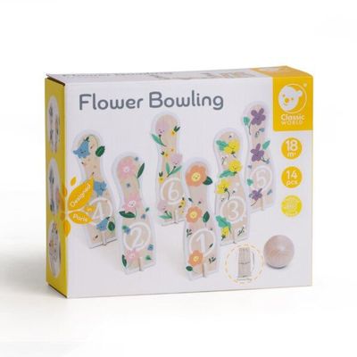 Classic World Flower Bowling: Blooming Pins & Budding Bowlers, garden-themed bowling set for toddlers, wooden toddler toys