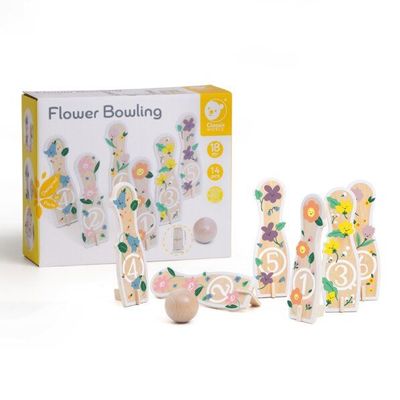 Classic World Flower Bowling: Blooming Pins & Budding Bowlers, garden-themed bowling set for toddlers, wooden toddler toys