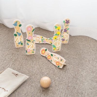 Classic World Flower Bowling: Blooming Pins & Budding Bowlers, garden-themed bowling set for toddlers, wooden toddler toys