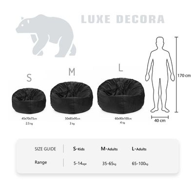 Luxe Decora Alba | Soft Suede Fabric Bean Bag for Best Comfort and Style | Washable | Filled with Polystyrene Beads | Ideal for Kids and Adults (Dark Green, Large)