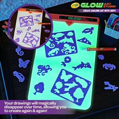 Crayola Glow Art Studio: Light-up drawing pad - Mess-free glowing art - Artistic playtime set - Interactive drawing toy